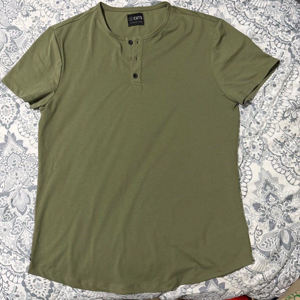 Cuts Clothing Olive Green Henley Shirt